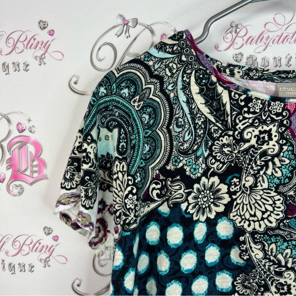 Chico's Tshirt Tee Patchwork Style Top Multicolor… - image 4